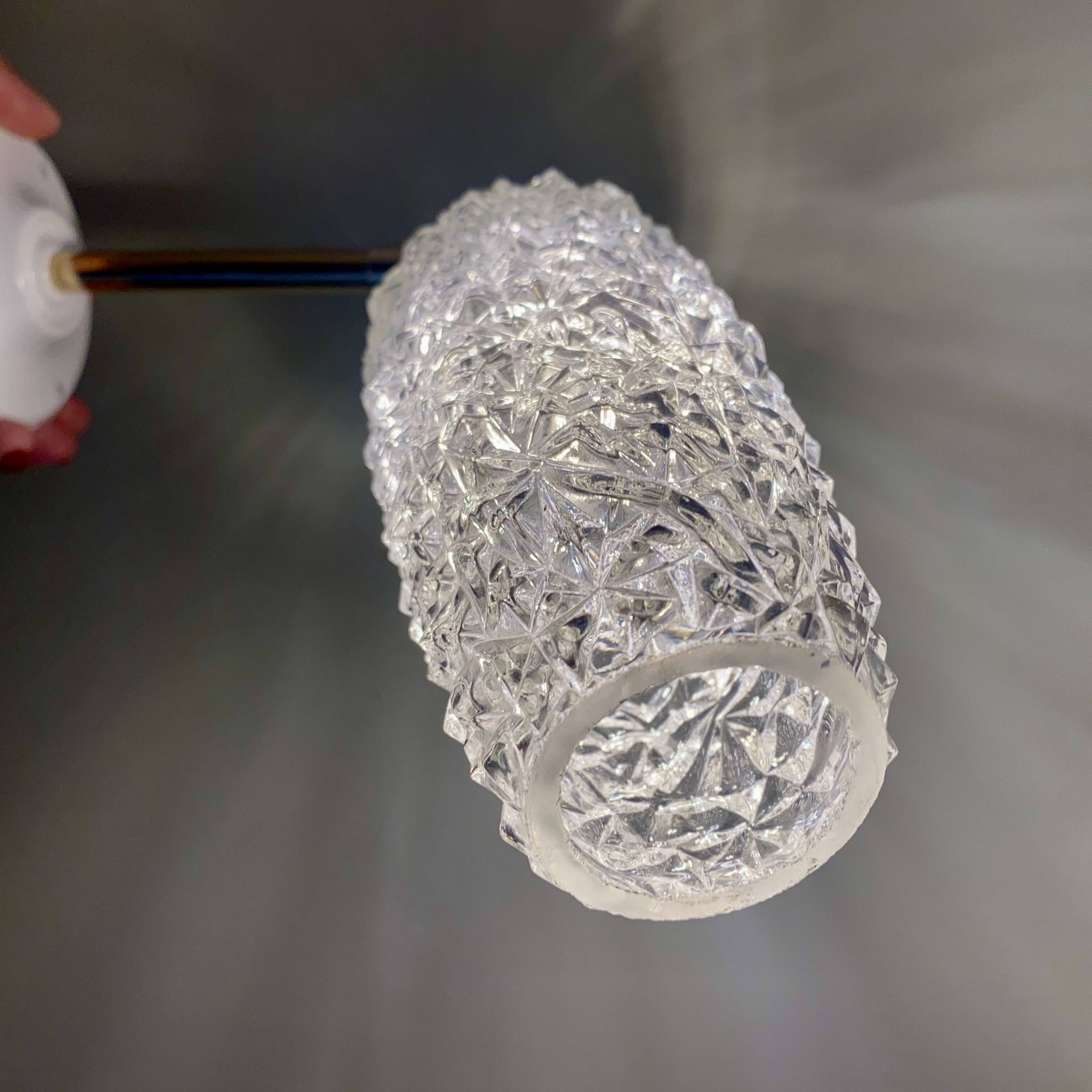 Vintage tulip wall light in diamond-point glass