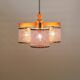 Vintage cane and brass ceiling lamp, 1980s, Italy.