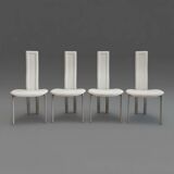 Set of 4 Cattelan Italia white leather chairs from the 1980s, vintage Italian design