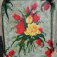 Vintage fiber serving tray, tulips 46x36