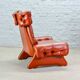 Brutalist Sculptured Brazilian Style Cognac Leather Lounge Chair, 1970s