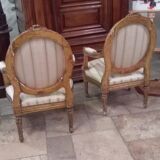 Pair of Louis XVI-style medallion armchairs from Napoleon III