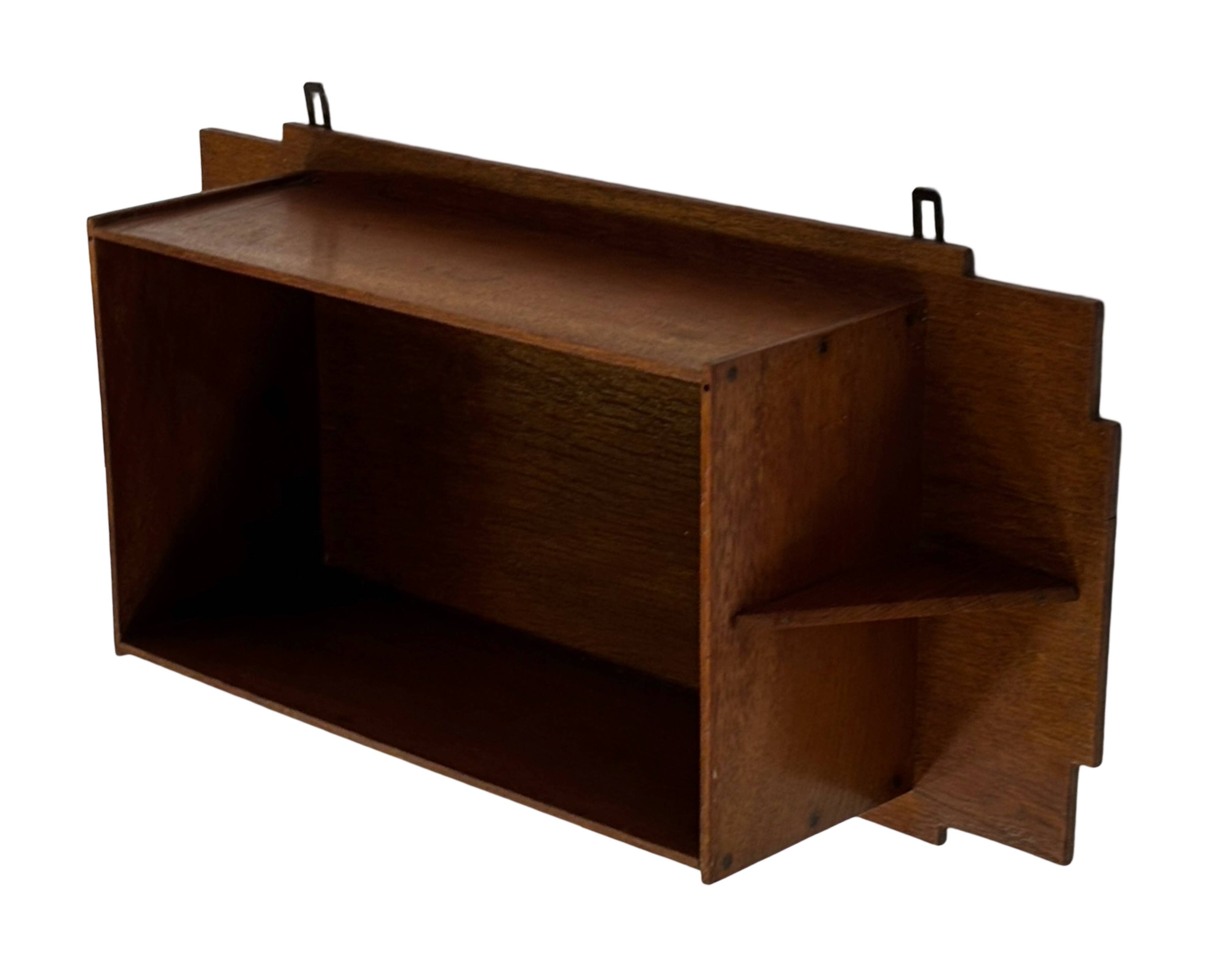 Art Deco wooden wall shelve rack in oak minimalist design