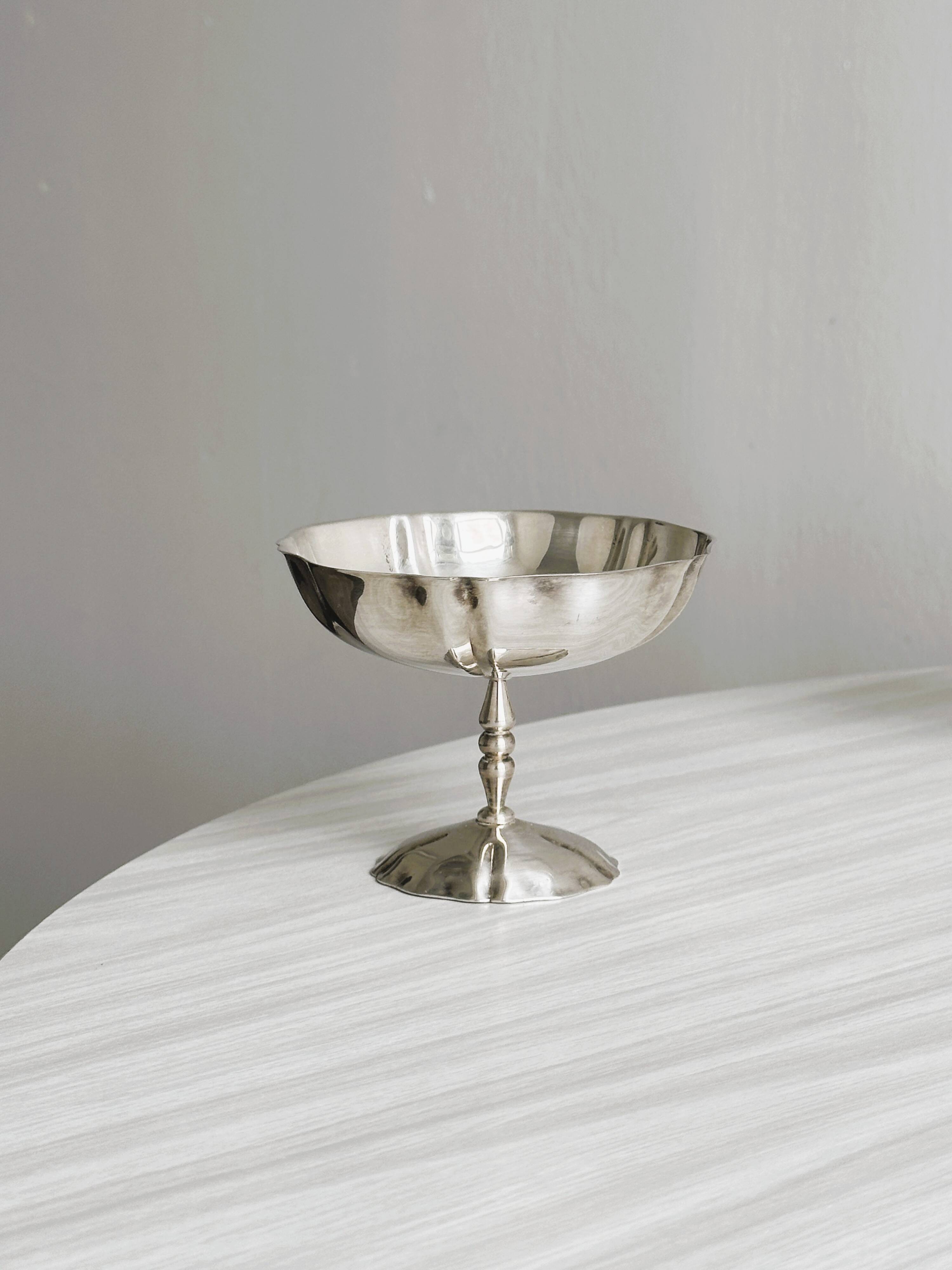 Set of 6 large antique stainless steel bowls