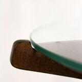 Round czech glass top coffee table from Jitona 1960s