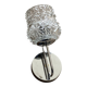 Swan neck wall light in stainless steel, thick glass shade, stainless steel rose.