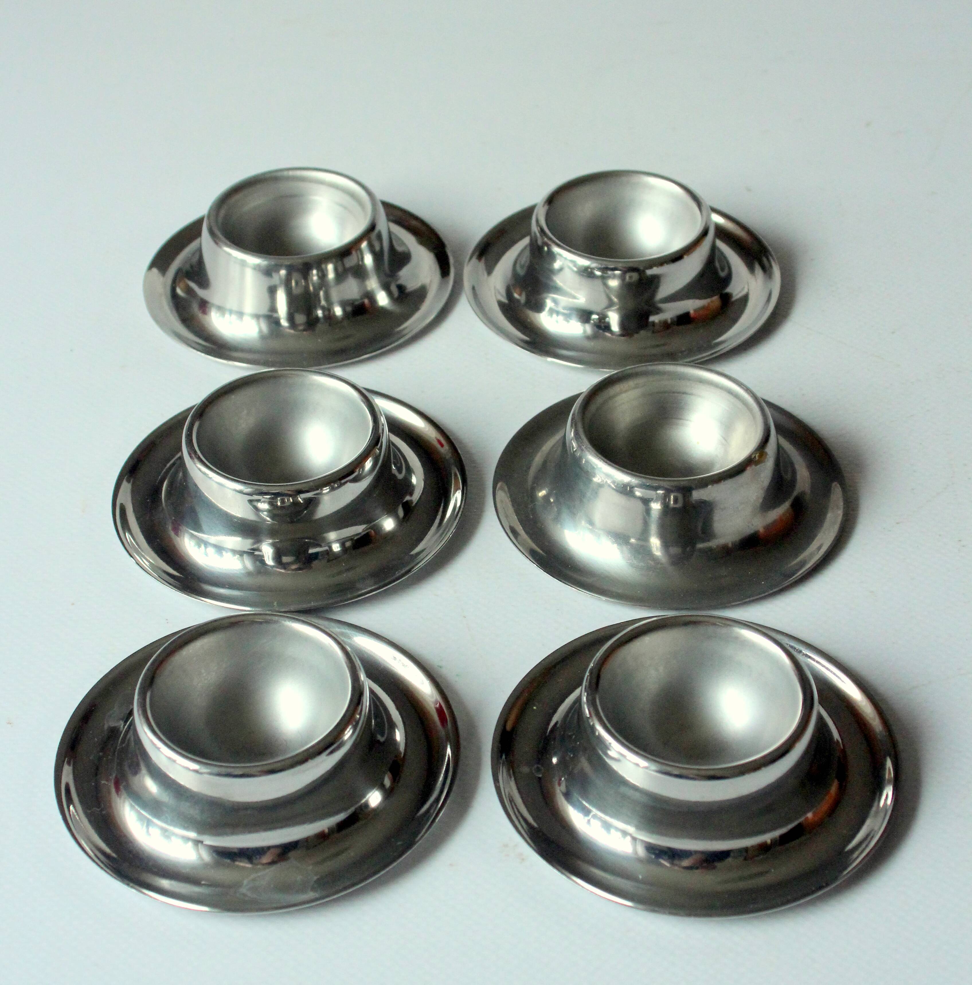 Stainless steel egg cups - set of 6 - Vintage