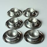 Stainless steel egg cups - set of 6 - Vintage