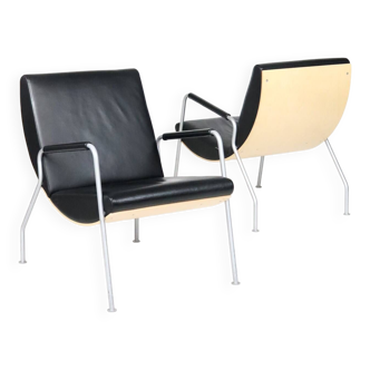 Pair of leather armchairs by Klaessons Möbler