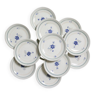 Set of 12 Moulin des Loups dessert plates, Lucile service, vintage