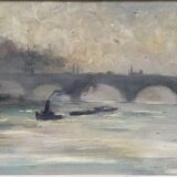 Oil painting Bridge on the river