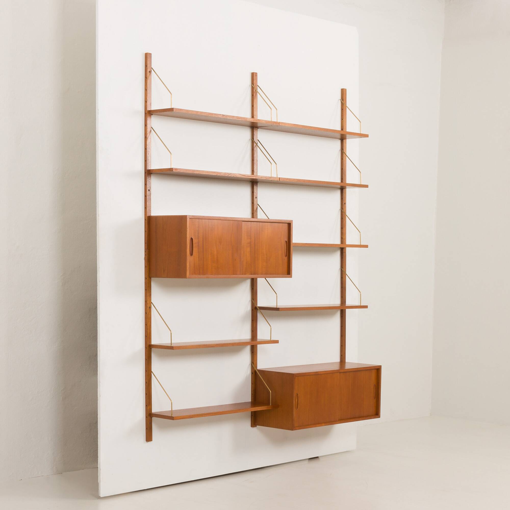 Danish mid-century teak wall unit with 2 cabinets, 1970s.
