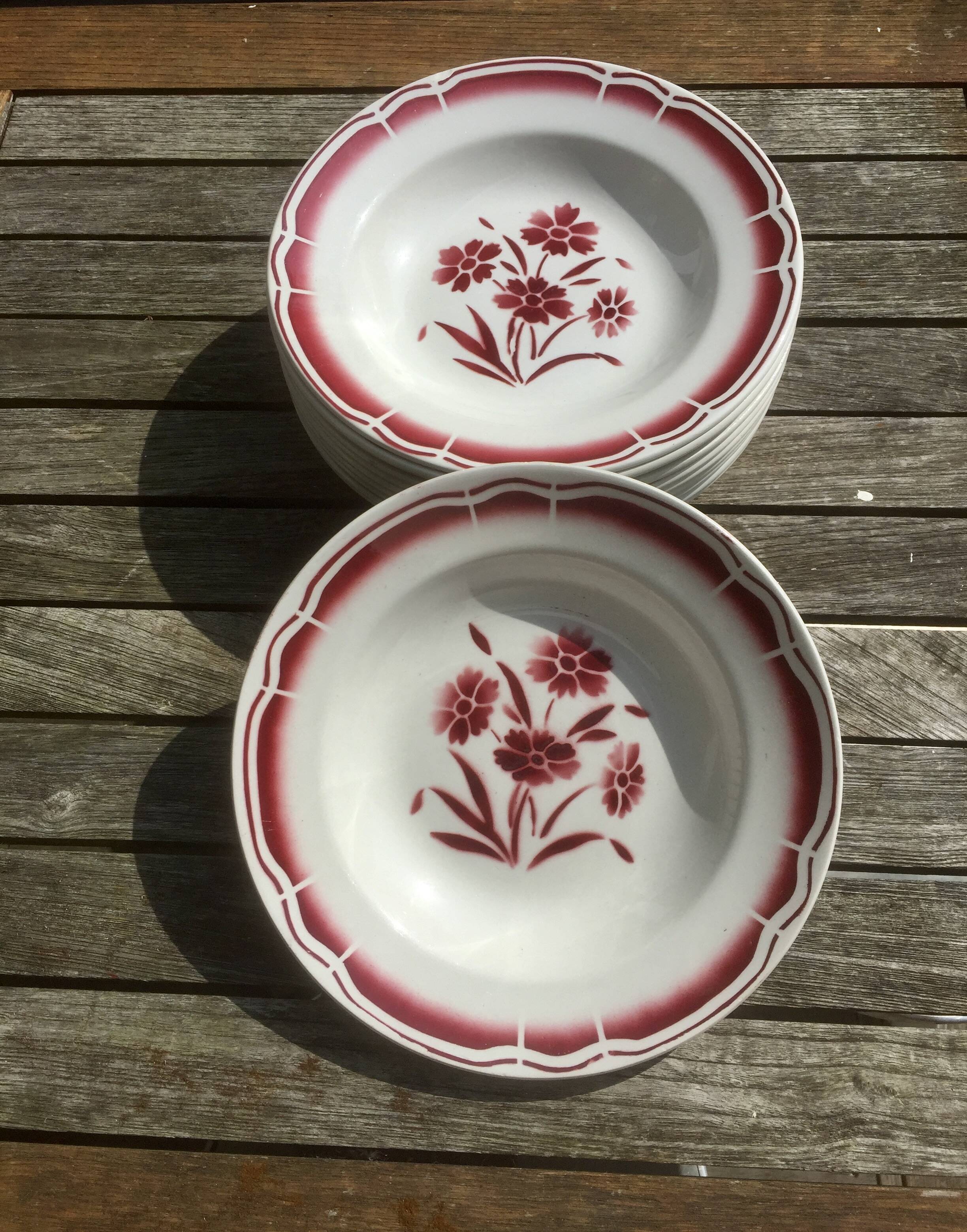 10 assiettes creuses Fenal BADONVILLER - porcelaine opaque - vintage