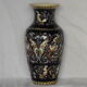 Gien earthenware vase on XX century blue background