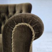 1950s, Scandinavian armchair, green furniture velour, ash wood.