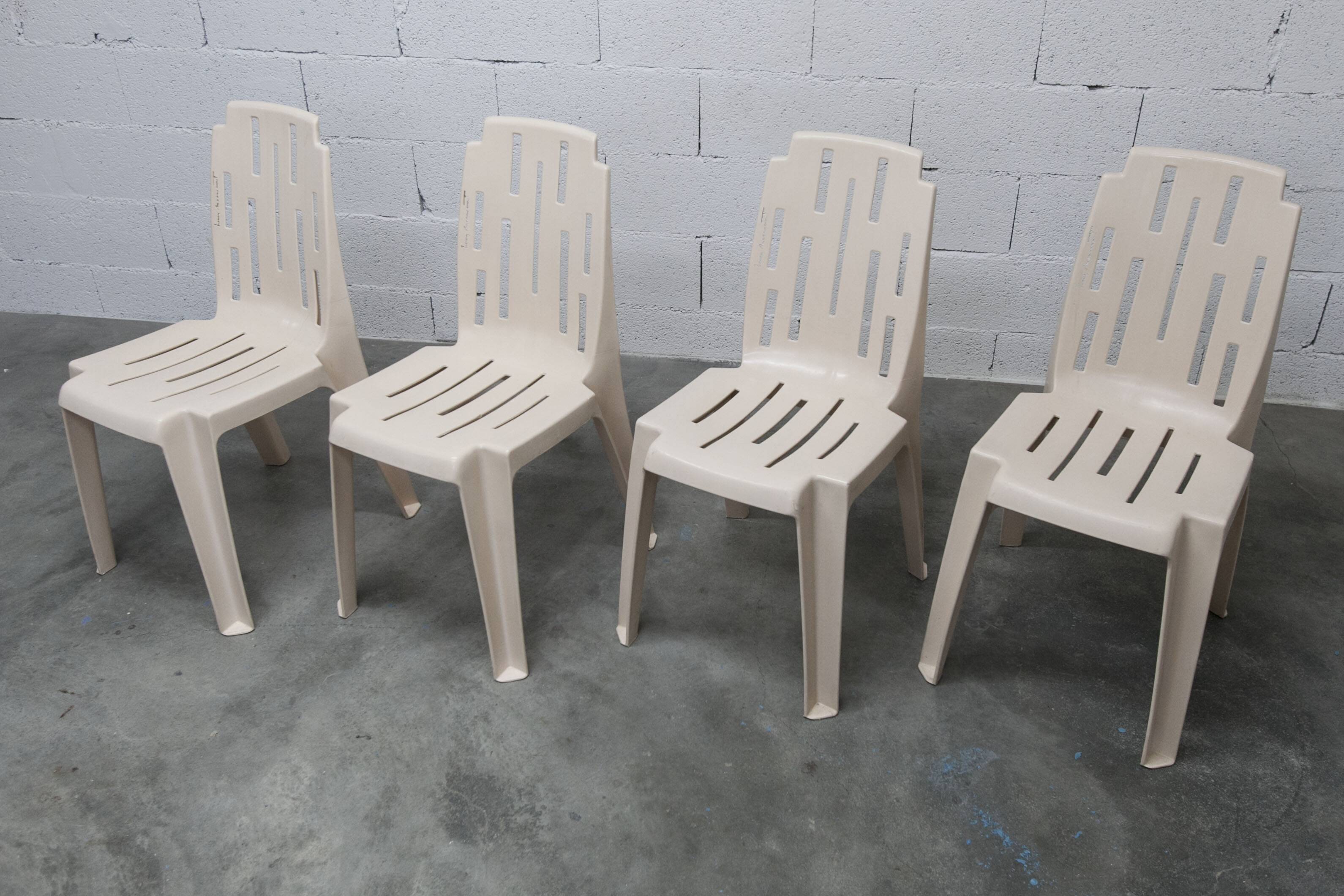 Set of 4 Samba chairs, manufactured by Henry Massonnet, designed by Pierre Paulin