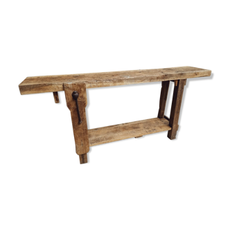 Antique workbench oak side table or washbasin table