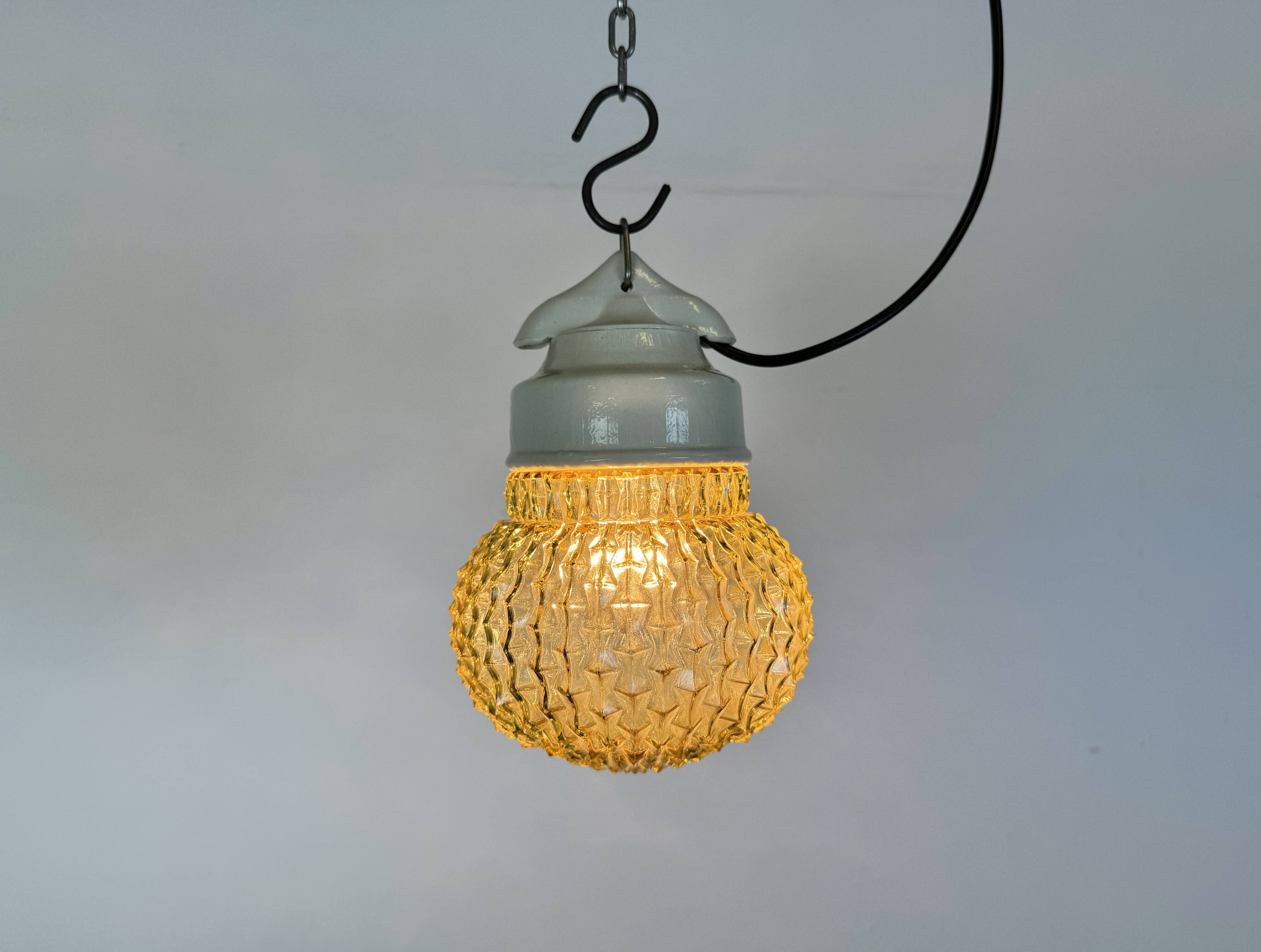 Vintage white porcelain pendant light, 1970s