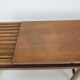 Bench in walnut and teak with brass feet, italy 1950s