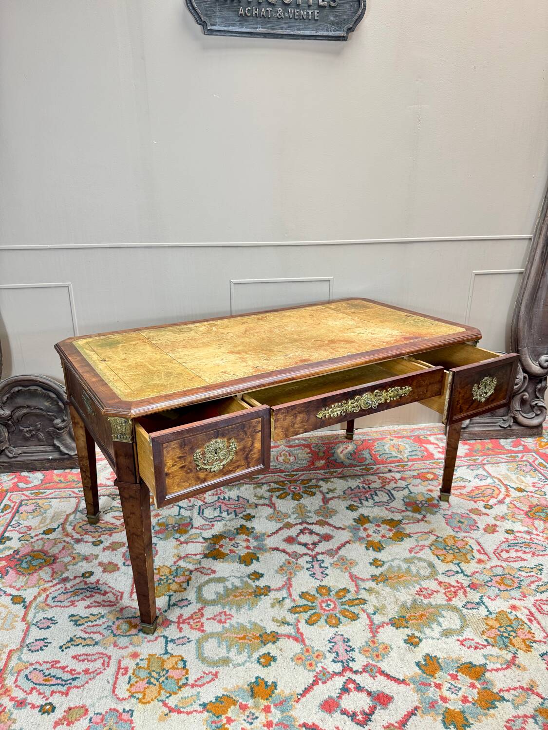 Bureau Plat Double Faces En Acajou De Style Louis XVI XIX Eme Siècle
