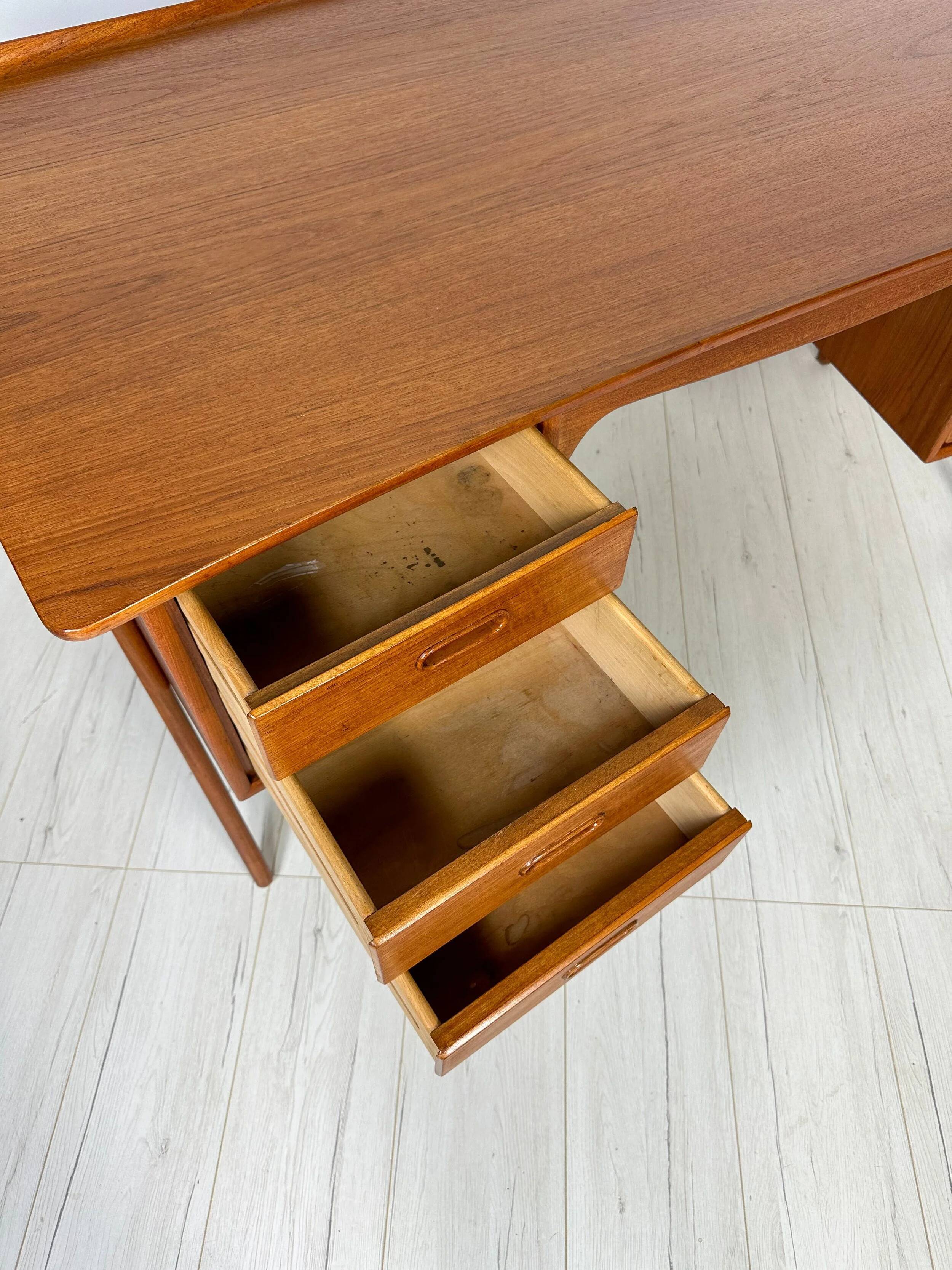 1960s Vintage Curved Teak Writing Desk by Svend Aage Madsen