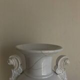 XXL white lion head neo-classical amphora vase from the Empire Consulate.