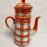 Old Vintage Orange Enameled Coffee Pot
