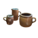 Set of 3 pieces of antique rustic French stoneware ceramic.
