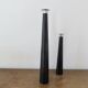 Pair of designer candlesticks, XXL, tapered, teak and chrome metal, 1980s