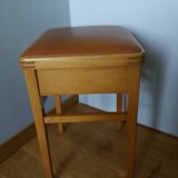 Wooden and faux leather shoe shine chest stool