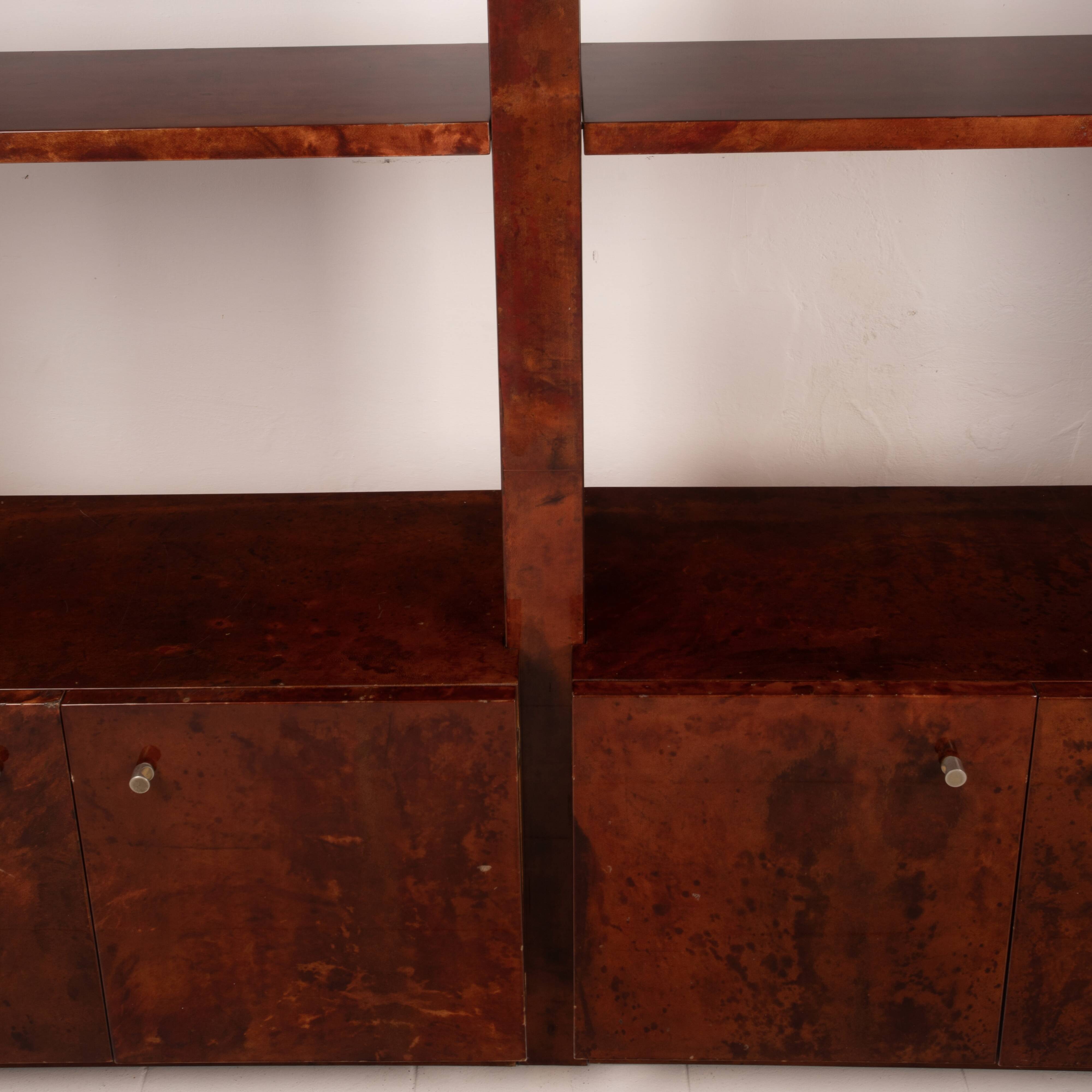 Parchment bookcase by Aldo Tura for Tura Milano 1960