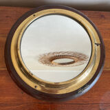 Wood and brass mirror