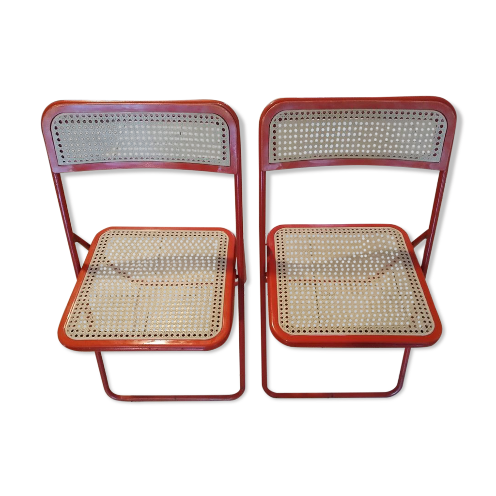 vintage NIC Cormano red folding chairs Selency