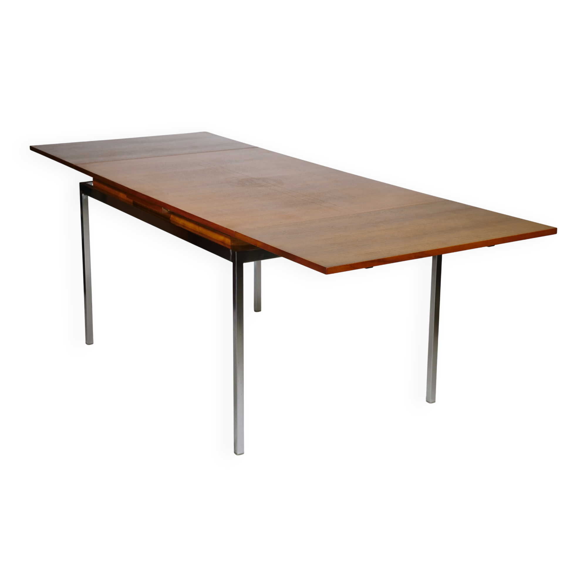 Mid Century Walnut Dining Table with Chrome Base, 1960s