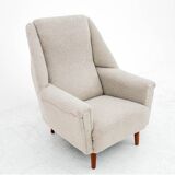 Beige bouclé armchair, danish design, 1960s