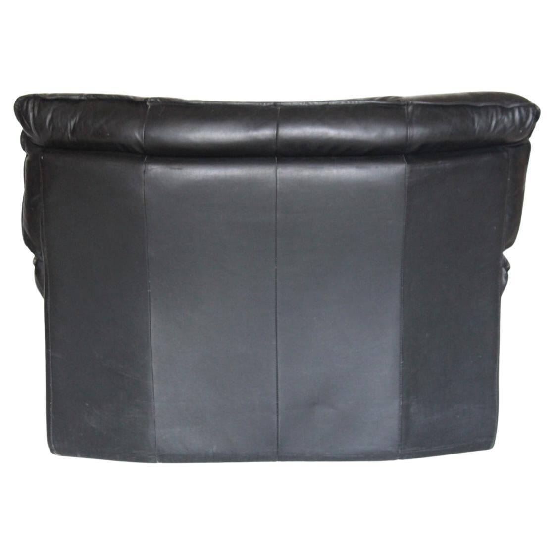 Post modern black leather armchair, Italy 1980 's