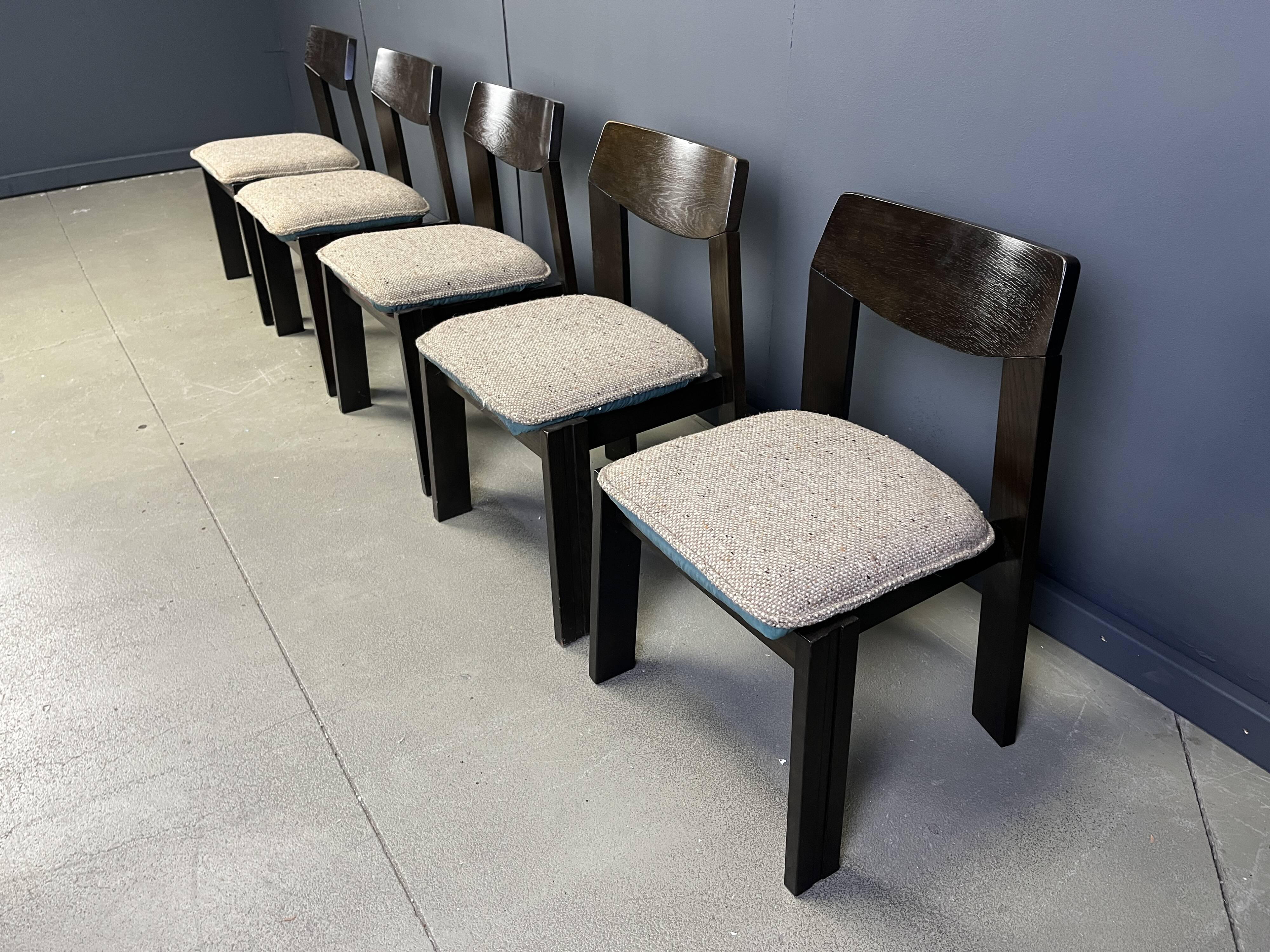 Vintage brutalist dining chairs, set of 5 - 1970s