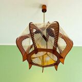 Mid Century wood hanging lamp wooden