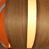 Scandinavian-style wooden pendant light.