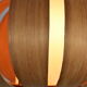 Scandinavian-style wooden pendant light.