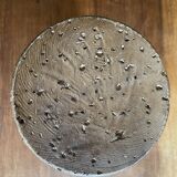 Brown enamelled terracotta candle holder