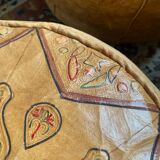 Pair of leather poufs