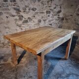 Vintage French baker's work table in chestnut, 1960s.