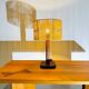 Lampe de table vintage en pin et teck avec nouvel abat-jour, années 70.