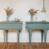Paire de tables de chevet vert