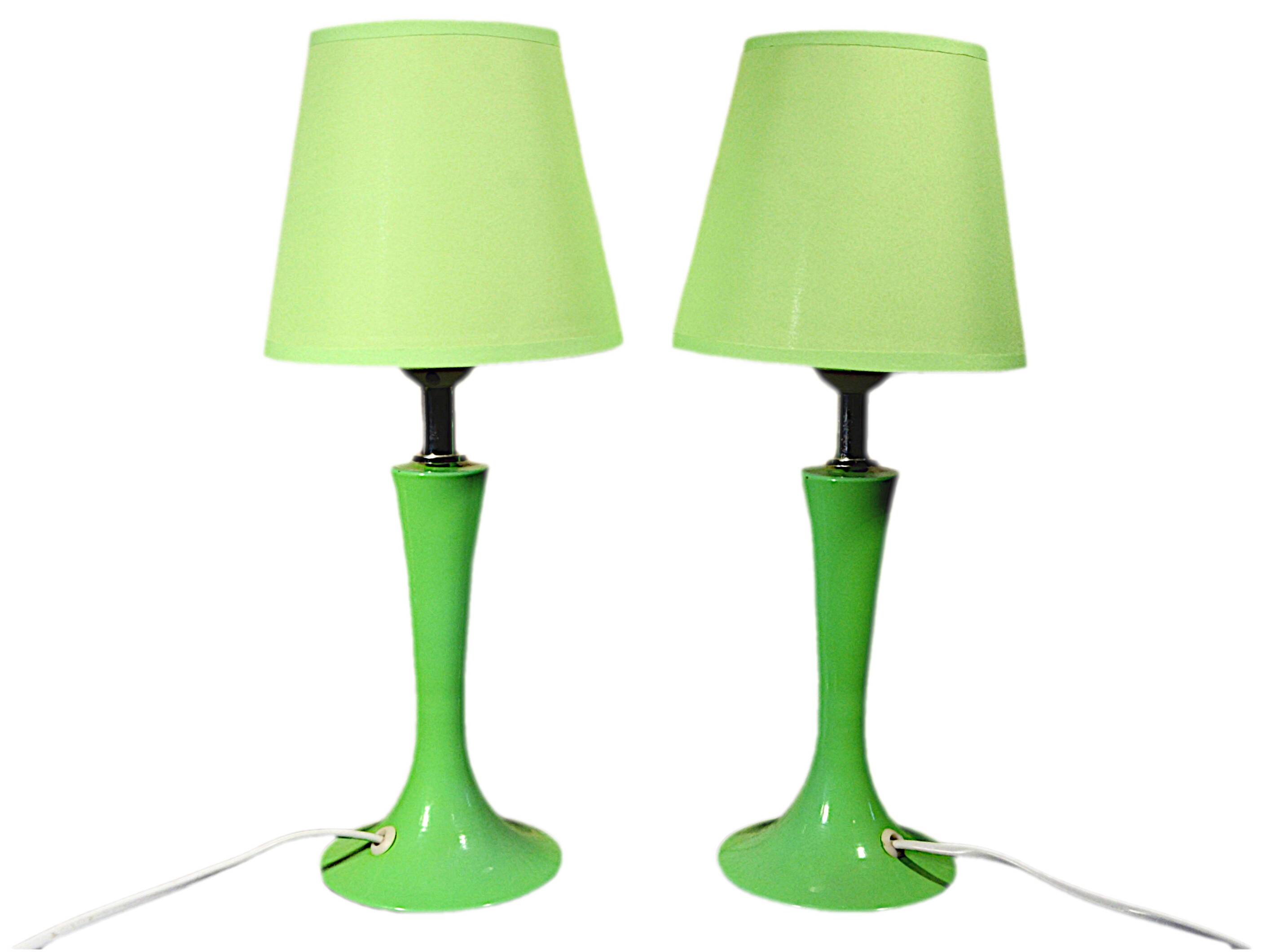 Green apple metal bedside lamp, in the style of Laurel.