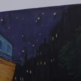 Oil on canvas painting - night town