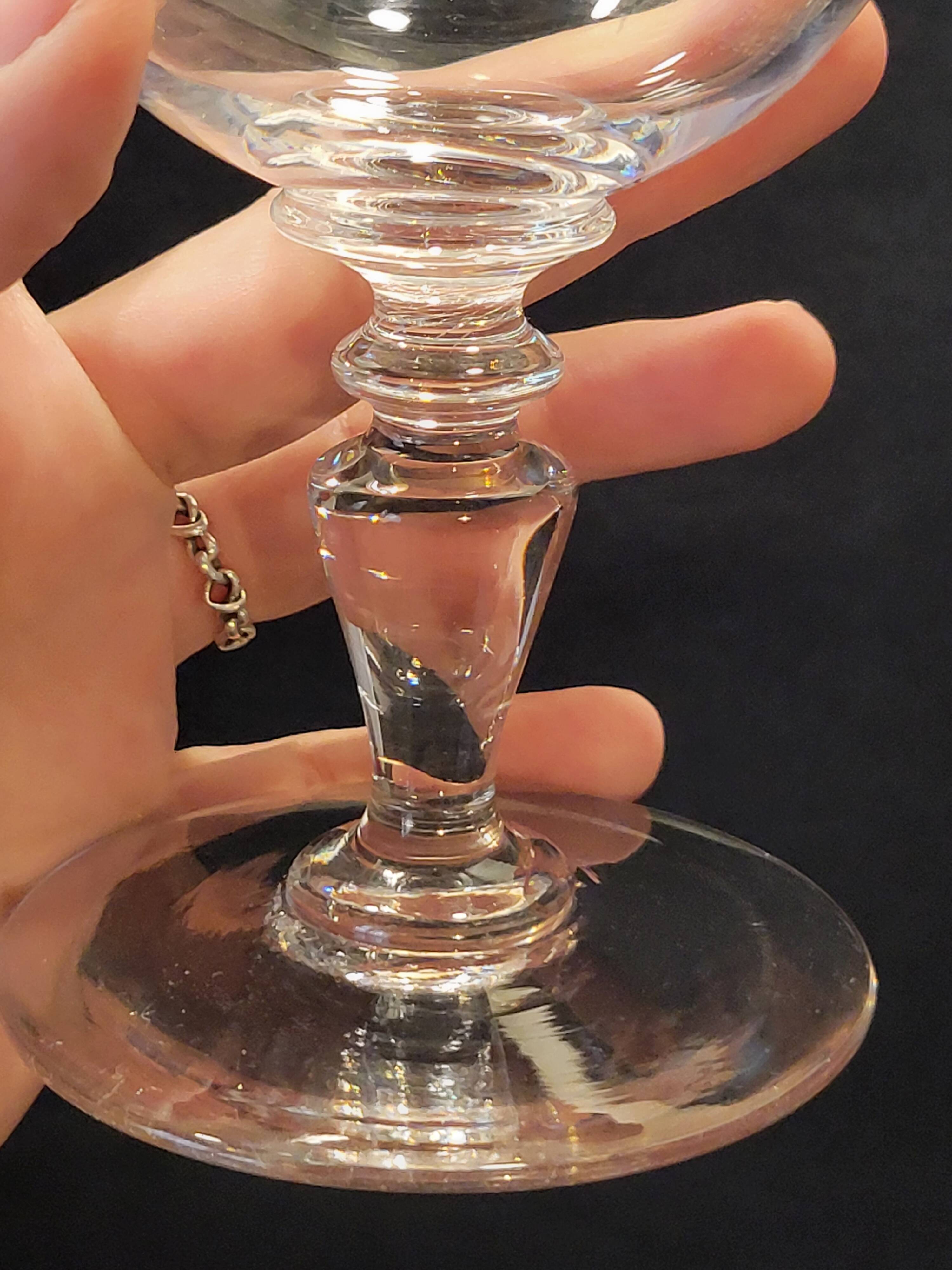 2 Baccarat crystal water glasses, balloon shape model engraving 1423