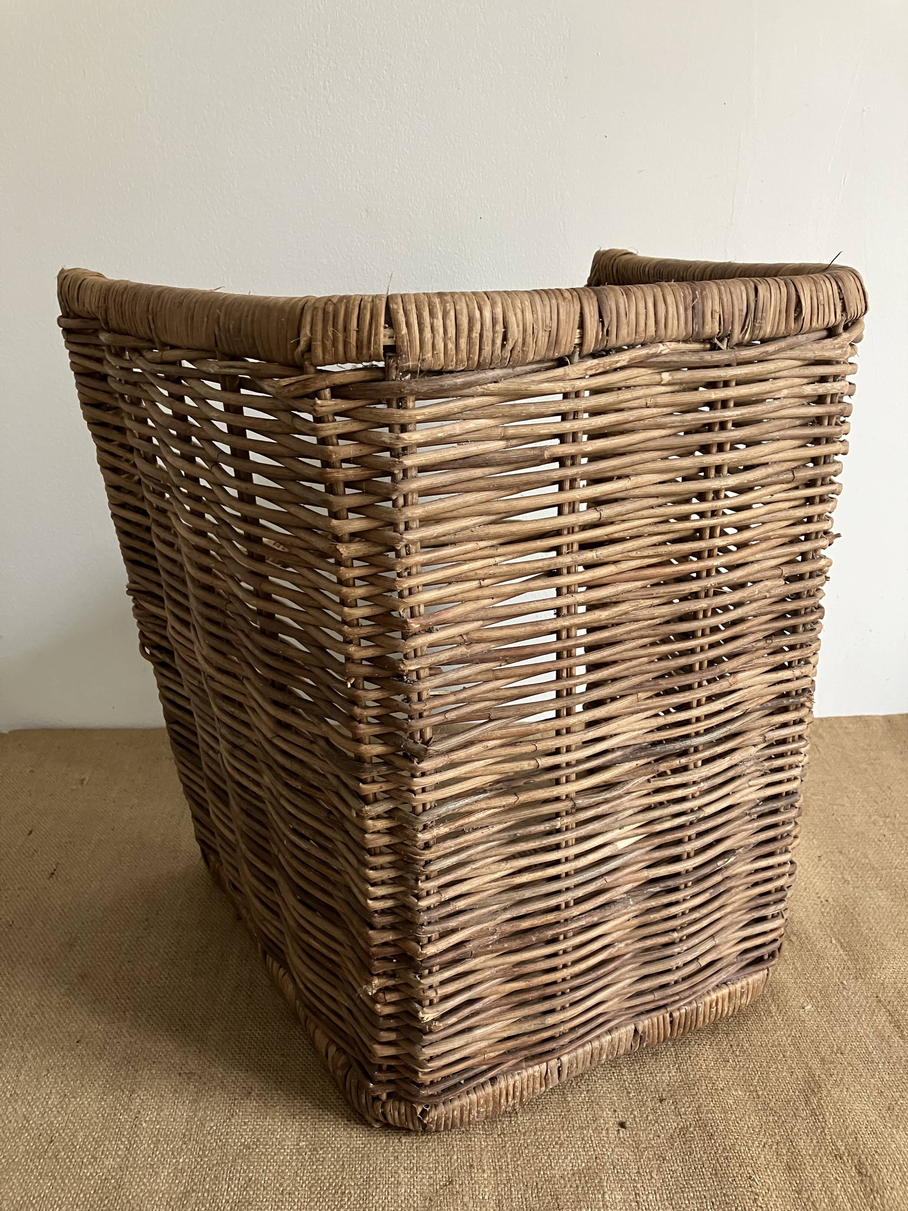Woven wicker log holder, wood basket