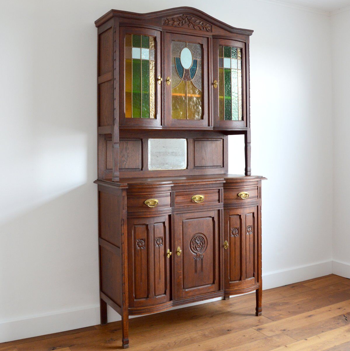 China buffet stained glass Art Nouveau 1900 vintage